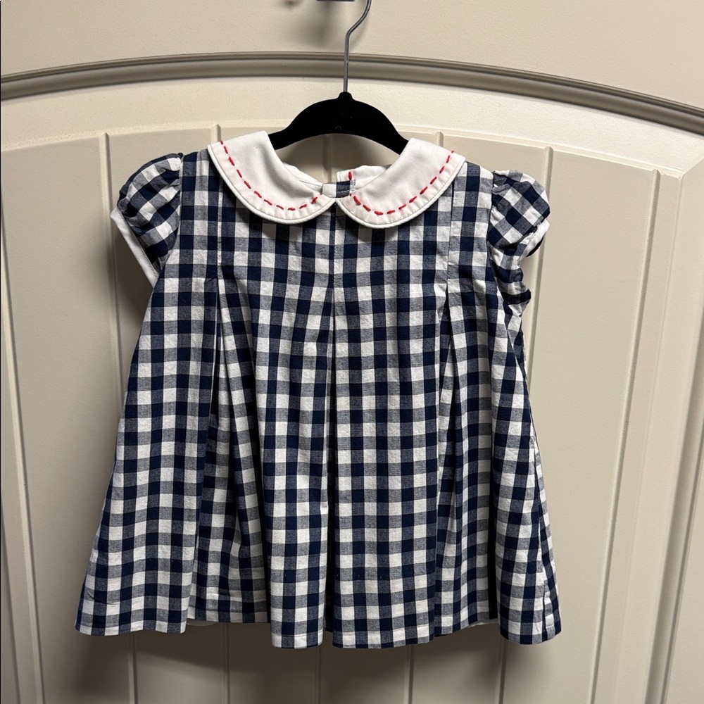 The Proper Peony Navy and White Checkered Dress with Peter Pan Collar